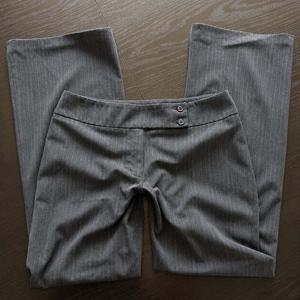 GNW Gray Pinstripe Women's Dress Pants Size 8 Flare Leg Work Trousers
